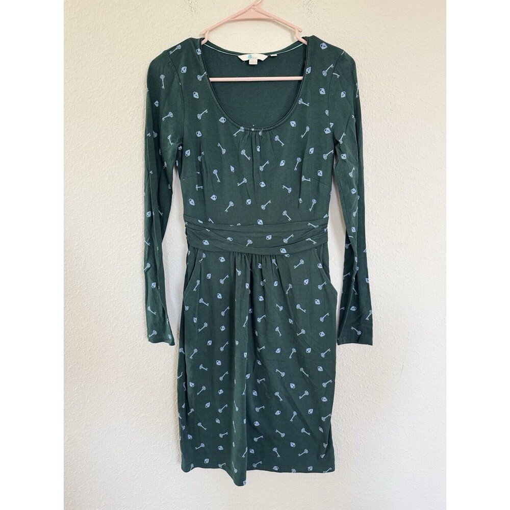 Boden Mabel Lock And Key Ruched Waist Jersey Dress Size 4R Casual Classic Preppy